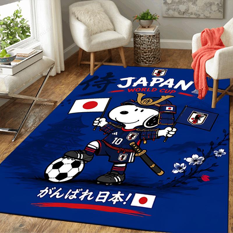 1pc Snoopy Japan World Cup Rug, Office Carpet Indoor Outdoor Entrance Doormat, Non-Slip Soft And Comfortable, Living Room. Q7140158