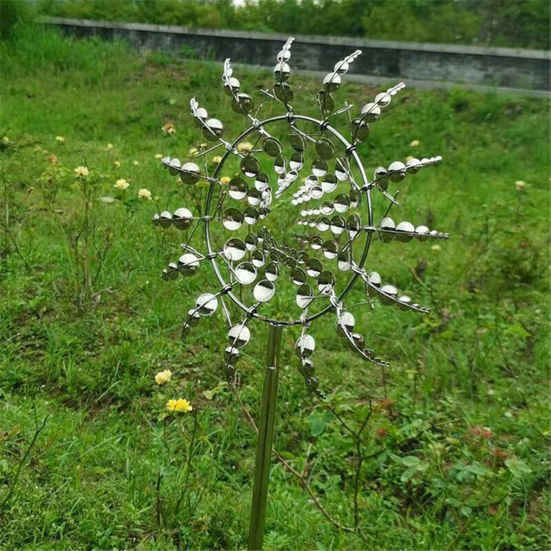 Модная уникальная волшебная металлическая ветряная мельница, стабильная, легкая установка, вращающаяся вертушка для открытого сада, лужайки