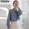 Женская рубашка с длинными рукавами на осень в корейском стиле с шикарным квадратным воротником, модная и универсальная рубашка