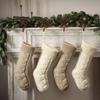 Solid Color Knitted Christmas Socking Yarn Christmas Gift Bag Xmas Tree Hanging Ornaments  Party