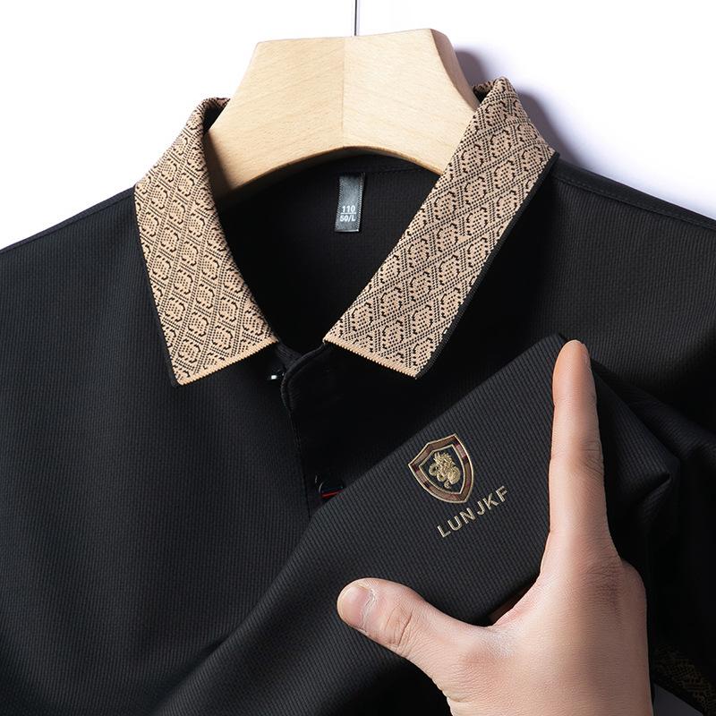 Мужская футболка Spot с короткими рукавами, повседневная рубашка поло с вышитыми лацканами, средняя мужская одежда с короткими рукавами и прорезным воротником