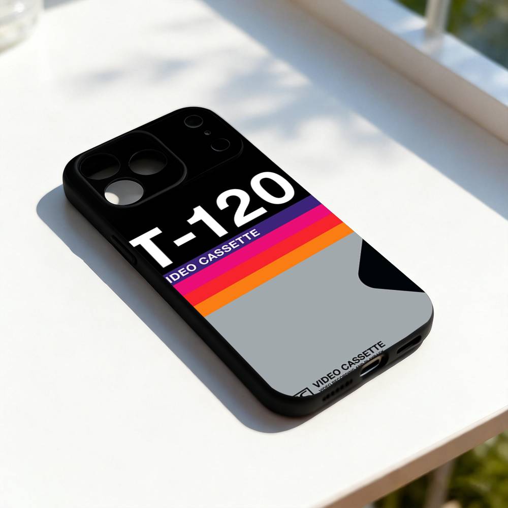 Ретро V-VHS Видеокассета Чехол-телефон для iPhone 11,12,13,14,15,16,17,Pro,Max,Plus,E,SE4,Air,Mini Черный Мягкий Чехол