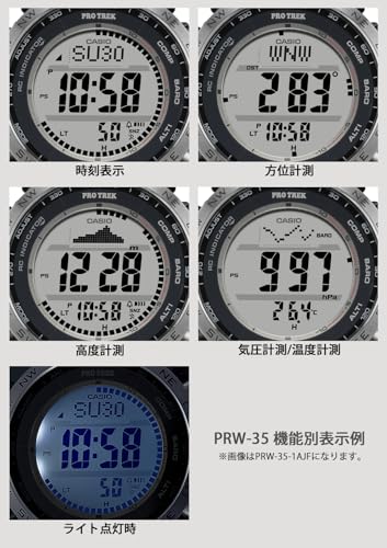 Мужские наручные часы Casio Pro Trek Climber Line с радиосинхронизацией и питанием от солнечной энергии, изготовлены из биопластика, модель PRW-35-1AJF, цвет черный.