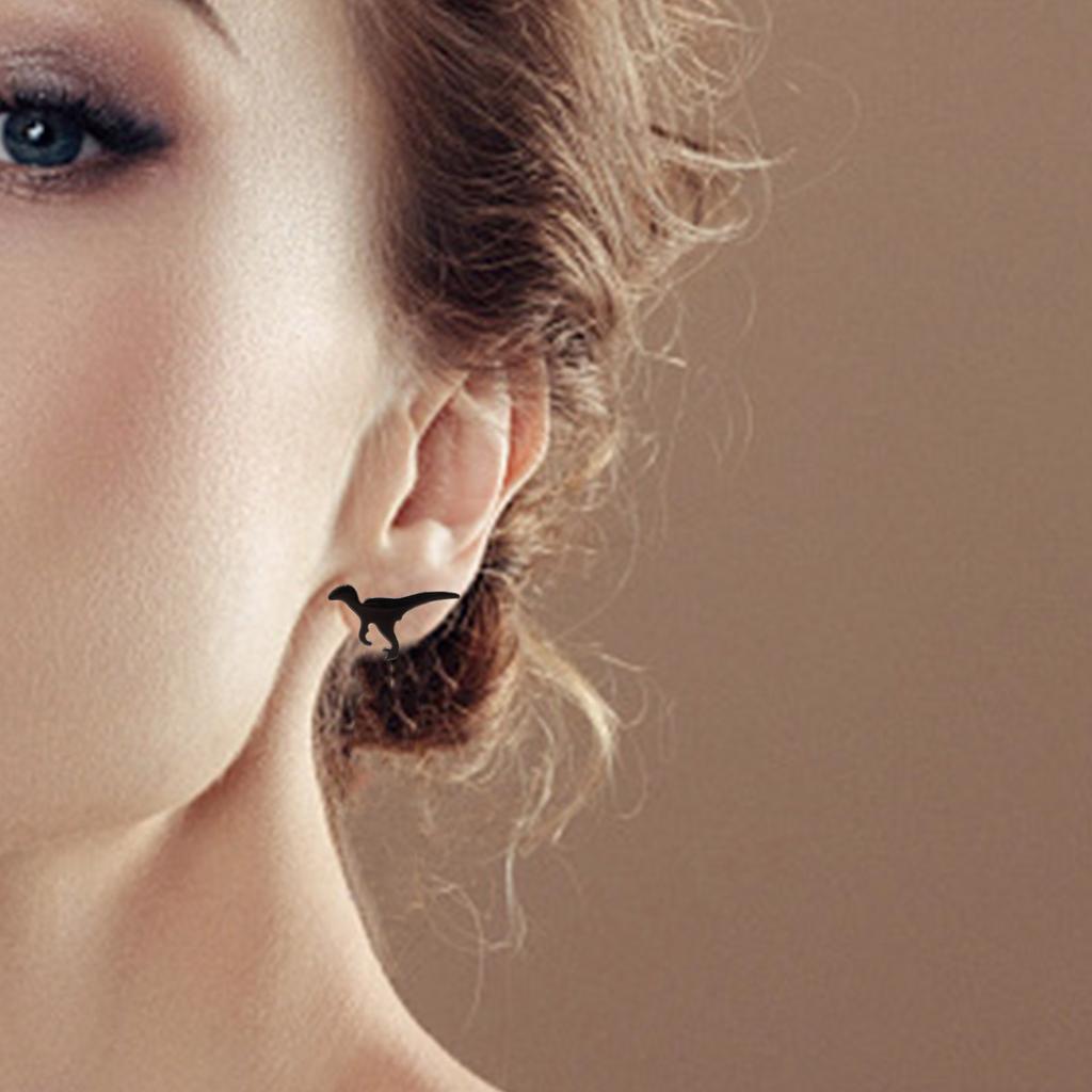 4 пары сережек-гвоздиков в виде динозавров. Креативные аксессуары для ушей. Серьги-гвоздики в виде животных, подходящие для подростков и молодых любителей моды.