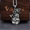 Viking Norway Odin's Raven Axe Pendant Shoulder Standing Necklace Men's Fashion Charm Stainless Steel Jewelry Gift for Boyfriend