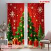 2pcs,2D Plane Printing Curtain Popular Christmas Tree Ornaments Snowflakes_b (3) Versatile Polyester Fabric (without Rod)
