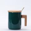 Nordic Style Ceramic Mug With Wooden Handle Office Coffee Cup Custom Print Gift Set Business Daily Use