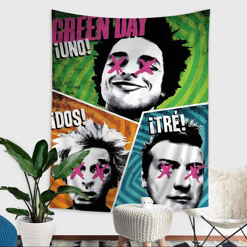 Стена с принтом рок-группы GGreen Day, Большой настенный гобелен, Арт, Научная фантастика, Комната, Домашний декор, Декор, Покрывало