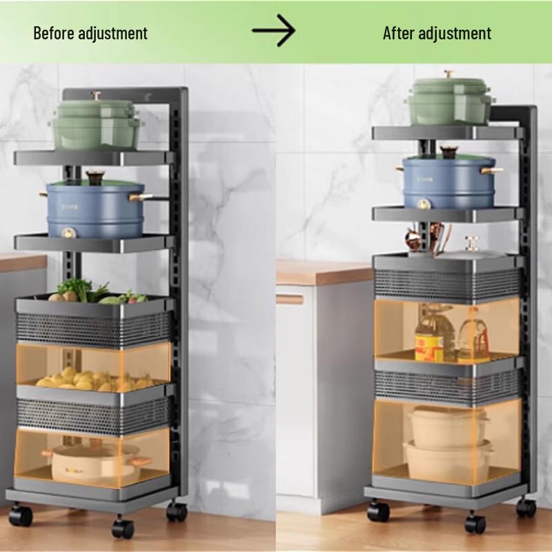 Многоярусная кухонная стойка для хранения из углеродистой стали с корзинами