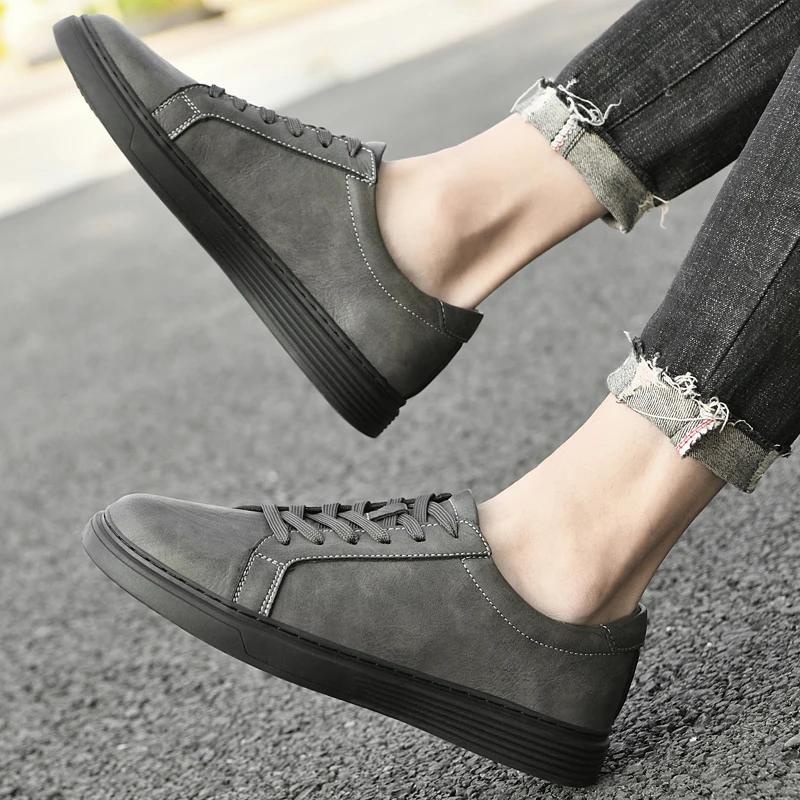 Модная мужская обувь Натуральная кожа Повседневная обувь Роскошный бренд Удобные кроссовки Мужская Винтажная Легкая Дышащая Обувь для ходьбы