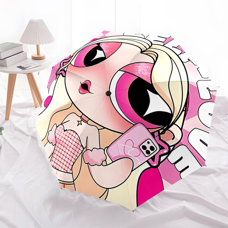 Self-Love Pink Heart Outdoor Umbrella - Automatic Opening/Closing, Foldable Design, 8-Rib Iron Frame, Festival Gift for Fans and Travelers01