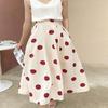 Black and White Floral Skirt Women's Mid To Long Style Small Height High Waist A-line Fresh Floral Skirt