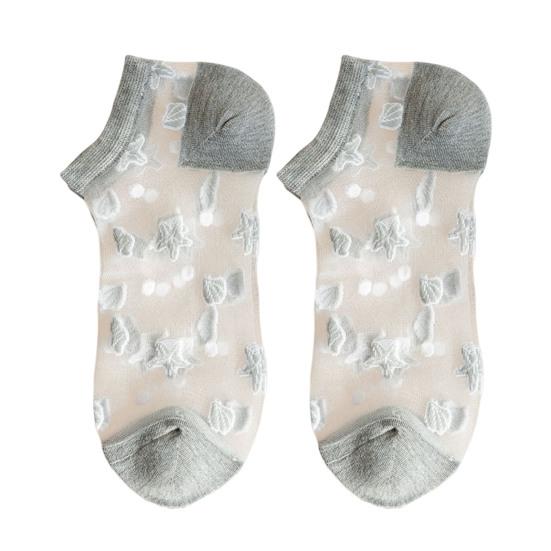 1 Pair Invisible Socks All Match Elastic Breathable Short Weaving Sole Cool Polyester Transparent Design Women Socks Shoes Accessories