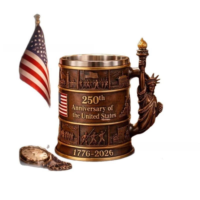 Independence 250th Anniversary Commemorative Edition Statue of Liberty Torch Commemorative Resin Mug, Preferred Gift for Giving