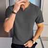 Мужская футболка с V-образным вырезом и коротким рукавом, однотонная, облегающая, мягкая, дышащая, летняя, повседневная одежда