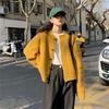 Knitted Cardigan Top for Women Outerwear Lazy Style French Loose Horn Button Sweater Coat