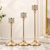 Romantic Rhinestone Candle Holder Iron Art Metal Candelabra Ornament  Home Dining Table