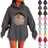 Ladies Fashion Casual Long Sleeve Printed Round Neck Hoodie Pullover Top With  Pockets