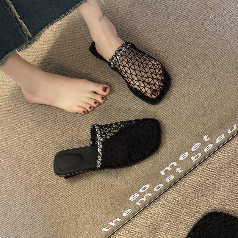 Полутапочки женские летние новые рыболовные сети с обувью рыбака сумка голова 2025 юбка крутые тапочки отверстие ниша французский