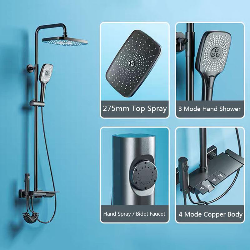 Набор смесителей для душа черного золота, космический алюминиевый смеситель для душа с дождевой водой, смеситель для душа с биде, смеситель для горячей и холодной воды