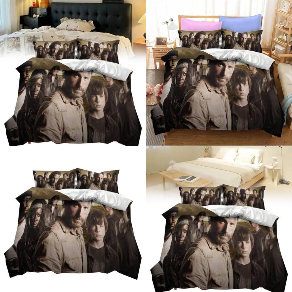 Walking Dead The Series Printed Duvet Cover Pillowcase Bedding Three Piece Set