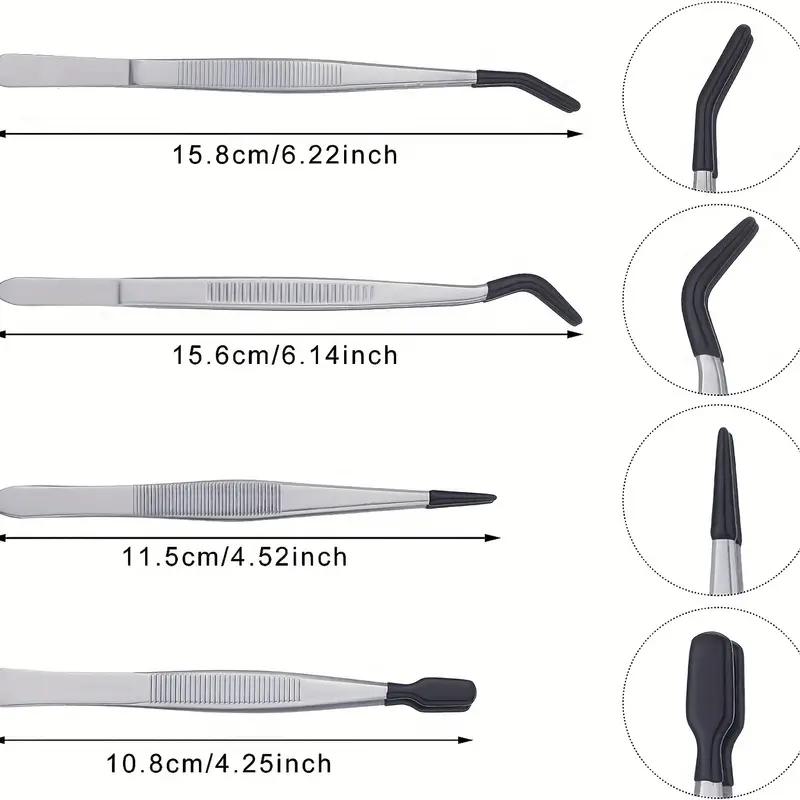 1/2/4 шт. Пинцеты с резиновыми наконечниками Пинцеты с резиновым покрытием из ПВХ и силикона Не оставляющие следов Пинцеты с плоским кончиком и изогнутым кончиком Пинцеты с наконечниками