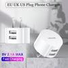 5 В 2,1 А двойное зарядное устройство USB EU US UK Plug быстрое зарядное устройство для зарядки мобильного телефона мини-адаптер дорожное зарядное устройство для телефона