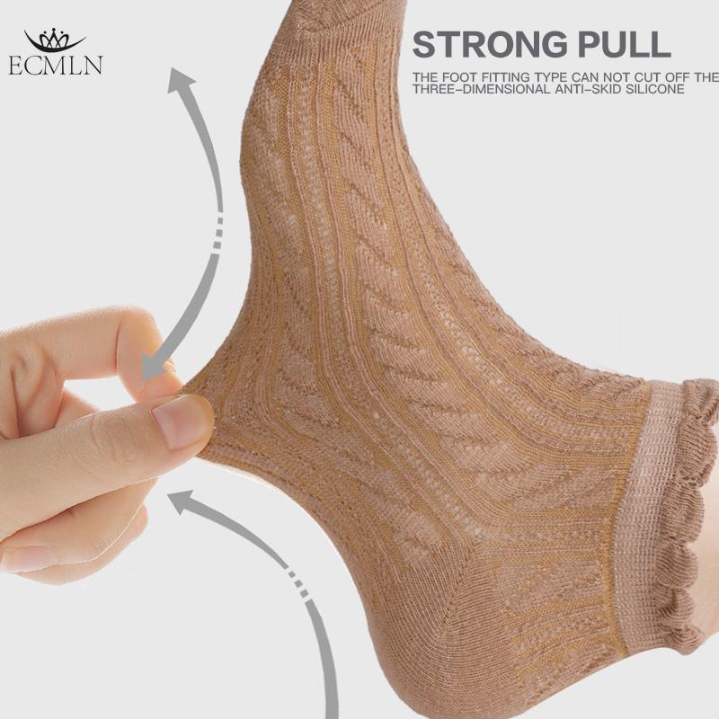 Женские милые дышащие носки до щиколотки, однотонные носки, женские повседневные носки с оборками, дышащие носки до щиколотки