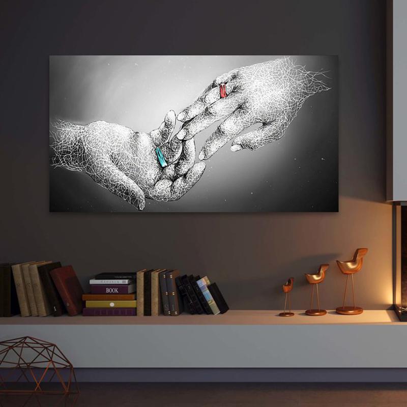 Абстрактные пары, держащиеся за руки, холст, картина, современный поп-арт, постеры и принты, настенная живопись для гостиной, украшение дома