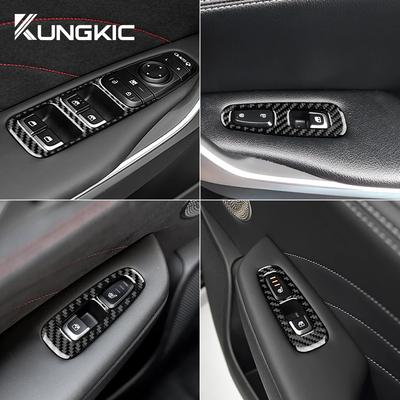 Для Kia Stinger 2019 2020 2021 2022 2023 Наклейка из настоящего мягкого углеволокна LHD RHD Отделка панели с кнопками стеклоподъемника двери автомобиля Аксессуары