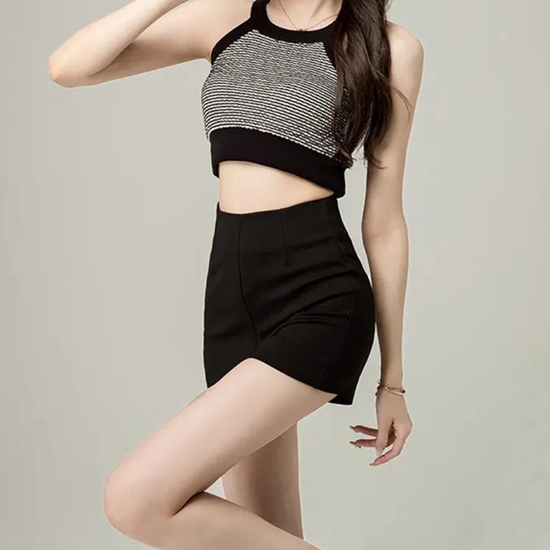 Женские шорты с высокой талией, маленькие, черные, римские, летние - Утягивающие, защищающие от просвечивания, горячие шорты