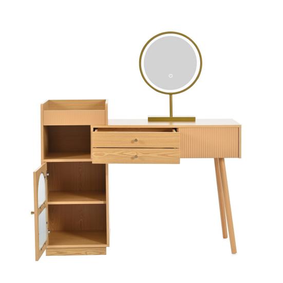 Туалетный столик Прочная несущая способность Достаточная емкость для хранения Просторный настольный дизайн со светодиодной подсветкой и зеркалом Трехцветный стол без заусенцев