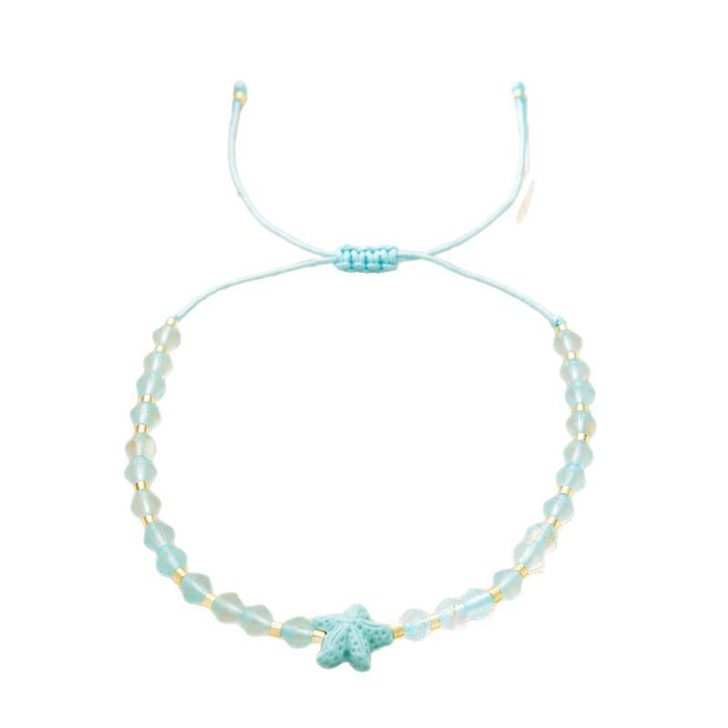 European, American Bohemian Rice Bead Starfish Hand Rope Ocean Department Beach Resort Wind Weaving Adjustable Bracelet