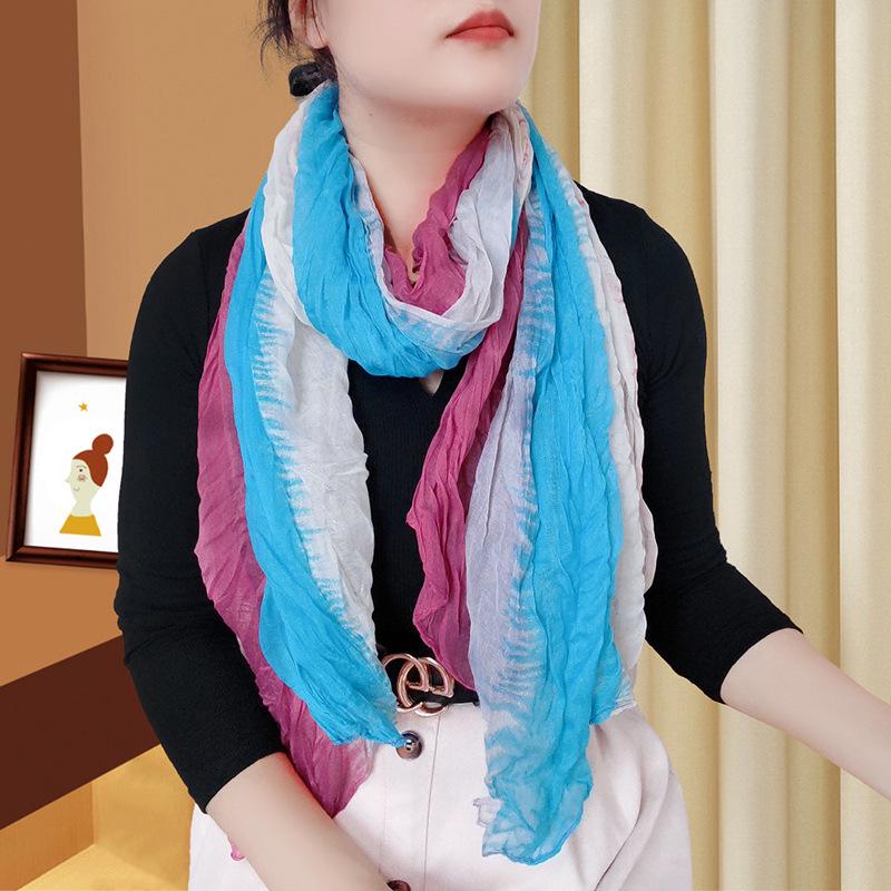 Trendy Gradient Cotton-Linen-Silk Scarf/Shawl for Women - Sun Protection & Dual-Use for All Seasons