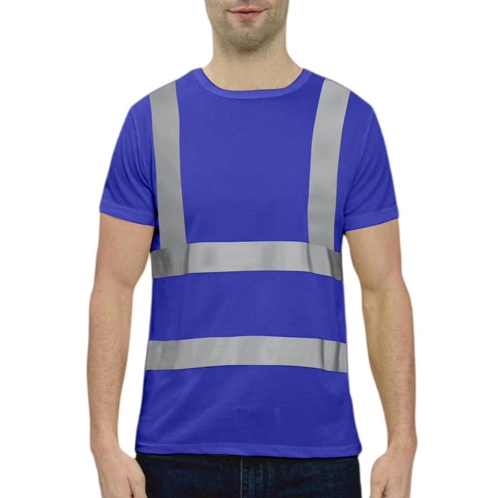 Men's Round-neck Quick-drying Reflective Outdoor Construction Environmental Sanitation Safety Building Labor Reflective Work Clothes Short-sleeved To