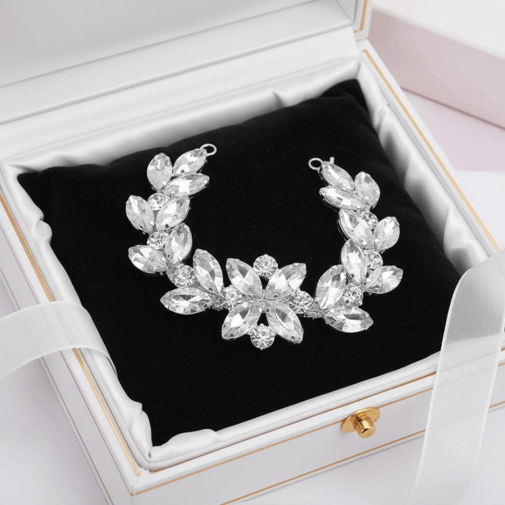 1pcs Glass DIY Craft Chains Sparkling Flower shape Statement Rhinestone Chain For Women