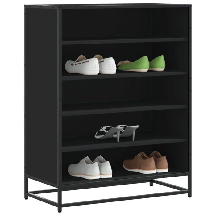 VidaXL Shoe Cabinet Black 75x38x97.5 Cm Engineered Wood Metal 3300870