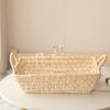 Beige Storage Basket Corn Husk Rectangle Square Sundries Organizer Box Candy Snacks Tea Room Display Basket Home Shop Hotel