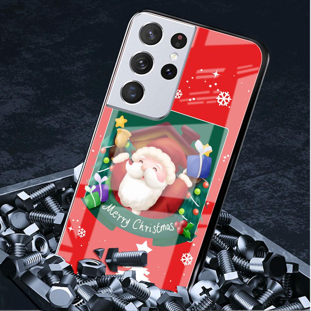 Рождественский мультяшный снеговик стеклянный чехол для Samsung Galaxy S22 S20 FE S21 Plus чехол для телефона S10 5G S9 Note 20 Ultra 10 Lite оболочка