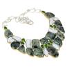Prehnite, River Pearl, Peridot Gemstone Handmade 925 Sterling Silver Necklace 925 Stamped Gemstone Natural Prehnite Silver Necklace