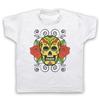 Patterned Skull And Roses Graphic Illustration Tattoo Kids Childs T-Shirt