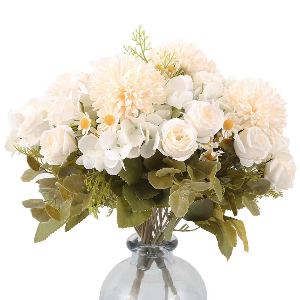 4 шт. поддельные гортензии розы искусственный шелковый букет ромашек осенние украшения для кухни, дома, сада, стола, центральные детали, декор