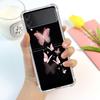Beauty Pink Butterfly Luxury Case For Samsung Galaxy Z Flip 3 4 5g Funda Z Flip3 Clear Pc Hard Shockproof Back Phone Coque Shell