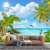 3d Coconut Palm Wall Murals Beach Wallpaper For Walls Living Room Bedroom Summer Scenery Beach Mural