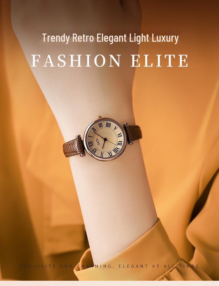 Gedi Retro Women's Waterproof Quartz Watch - Small Dial, Leather Strap, Ideal for Students