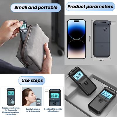 Цифровой алкотестер Профессиональный детектор алкоголя Алкотестер Полицейский алкотестер ЖК-дисплей Тест на вождение в нетрезвом виде 2025