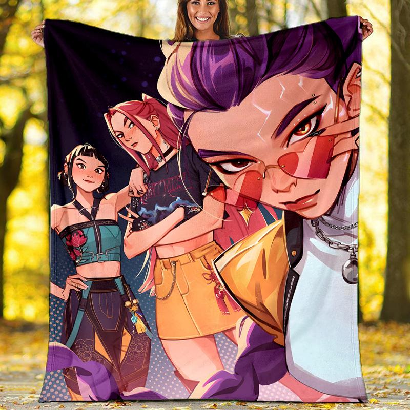 1pc KPop22 Theme Blanket - Digital Print, Polyester, Cozy for All Seasons, Perfect for Outdoor, Camping, and Travel