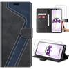 Shockproof Case - Booling - for Samsung Galaxy A34 5G - PU Leather - Black - 2 9H Tempered Glass
