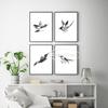 Акварельные принты птиц в японском стиле Черно-белый постер с птицами Холст Картина Настенное искусство Картина для гостиной Домашний декор