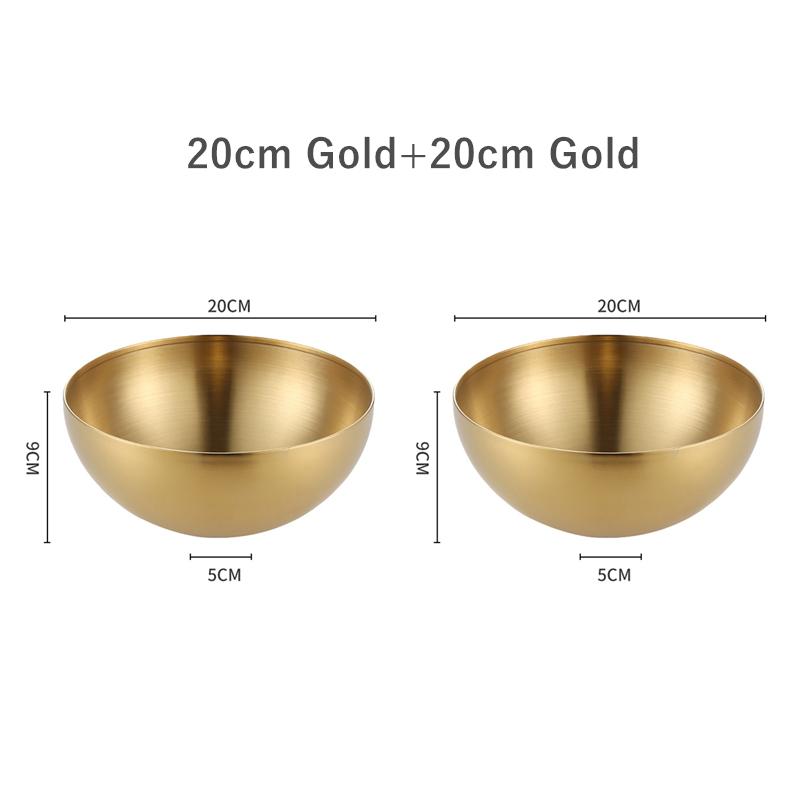 2 шт., нержавеющая сталь, миска для салата из лапши, серебряная, золотая, кухонная, фруктовая, миска для рамена, контейнер для смешивания яиц, корейская посуда 15/20 см